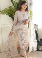 Cotton Off White Daily Wear Printed Readymade Straight Suit